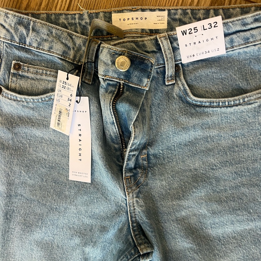 Topshop Light Blue Straight Leg Jeans